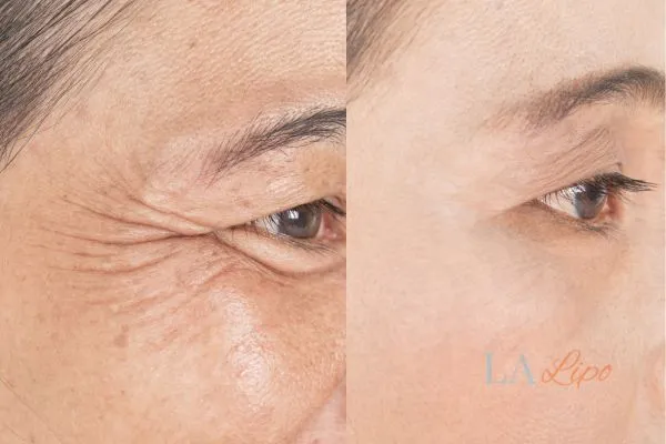 Before and after results of woman - HI-fu wrinkles reduction treatment Queensbury